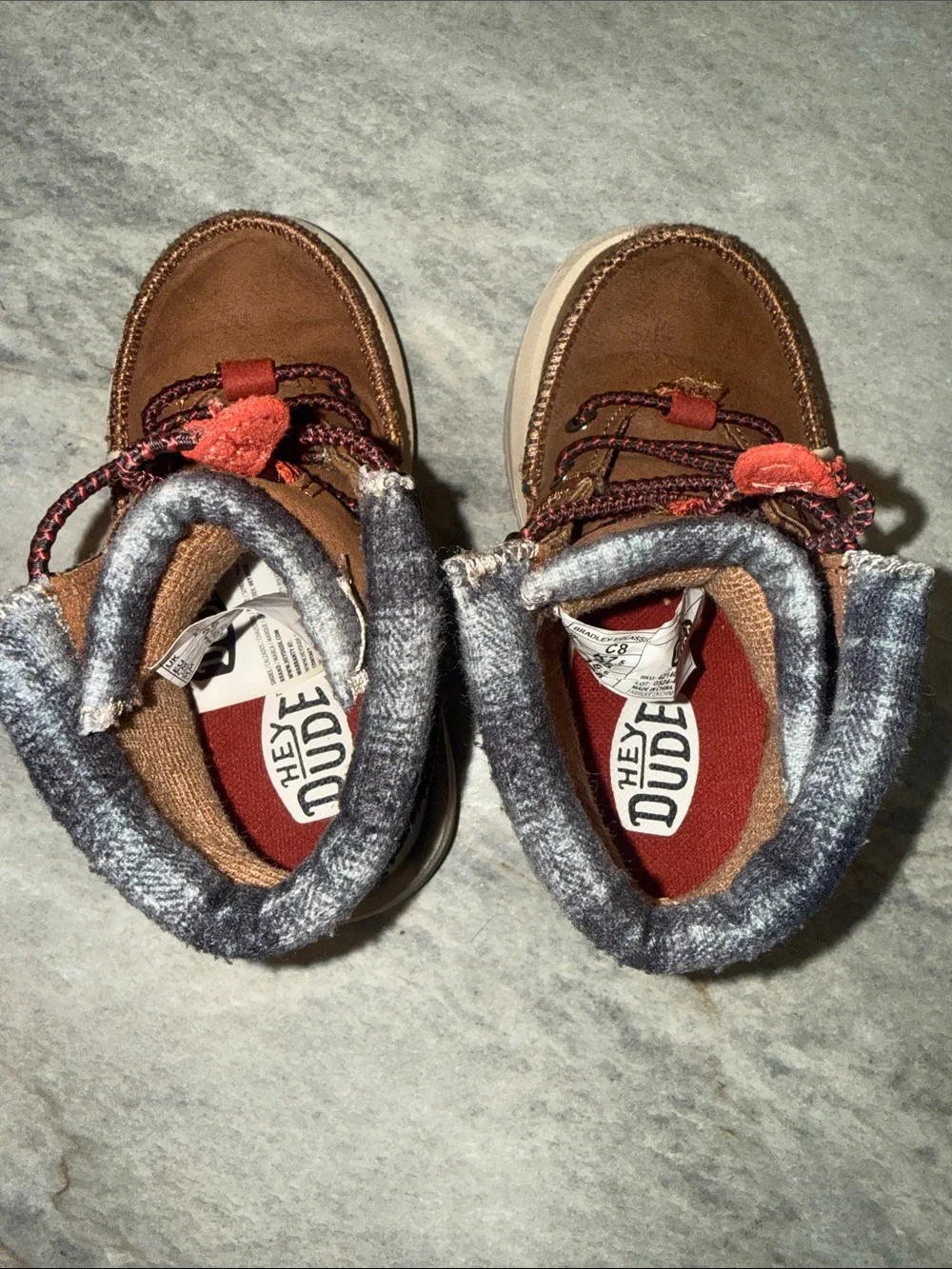 Hey Dude Brown Kids Boot with Red Lace Accents